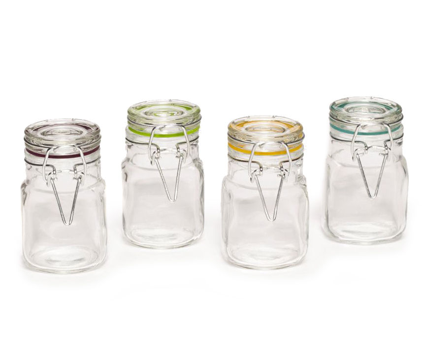 Pfaltzgraff Glass Jar With Metal Clamp, 4-Count