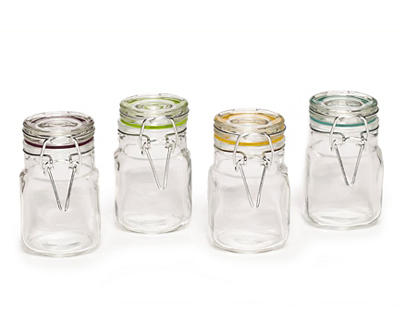 Glass Jar With Metal Clamp, 4-Count
