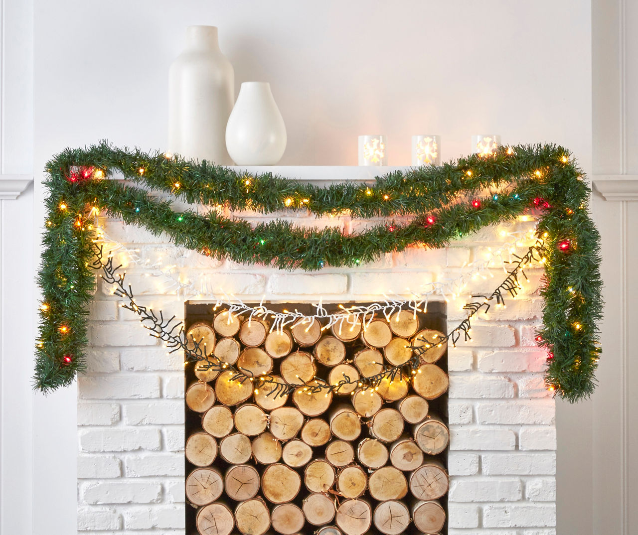 Winter Wonder Lane Warm White LED Garland Cluster Battery Powered Light ...
