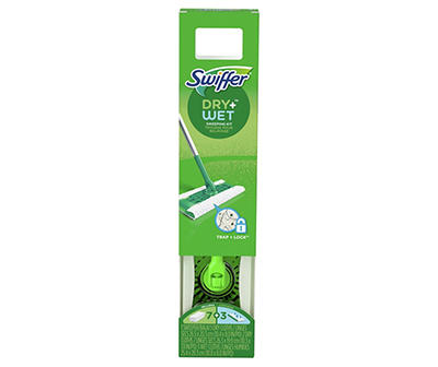 Swiffer Sweeper 2-in-1, Dry and Wet Multi Surface Floor Cleaner, Sweeping and Mopping Starter Kit. Includes 1 Mop + 10 Refills
