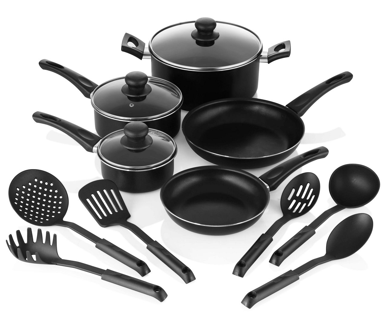 Great Gatherings Black & Chrome Pot & Pan Cookware Set, 14-Piece