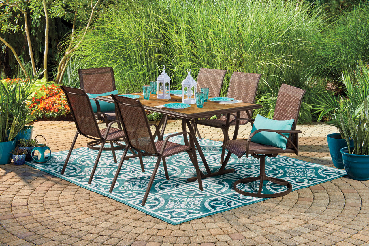 Brown sling on sale patio chairs