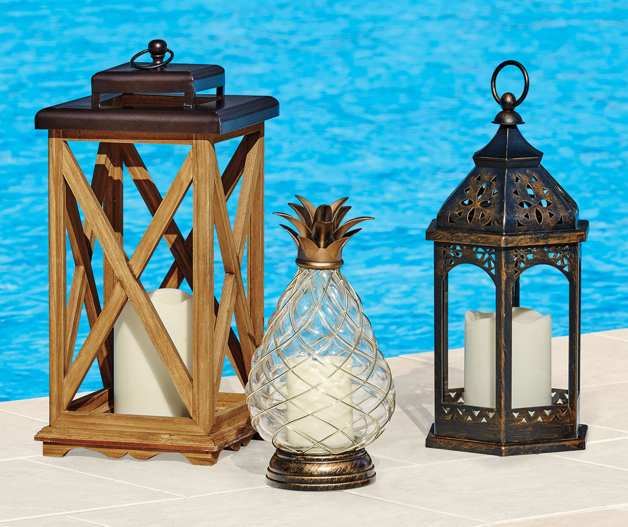 Wilson & Fisher Glass Carved Battery Operated Lantern