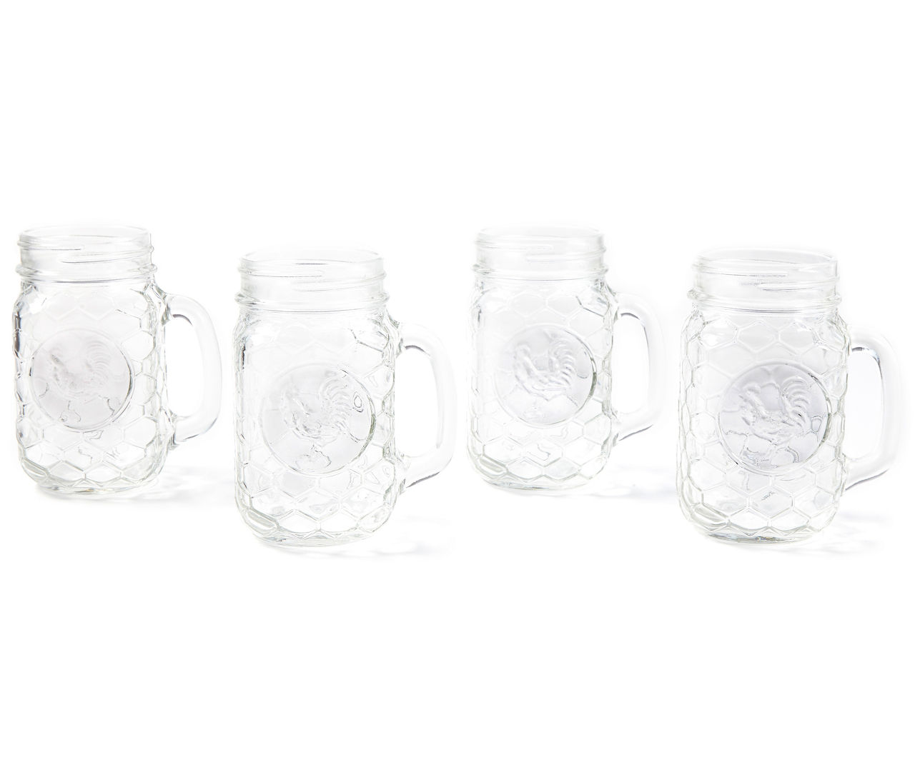 Set of 4 Circleware 69070 Trio Grand Mason Jar Glasses with Metal Holder Stand 