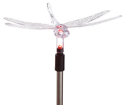 Pink Dragonfly Acrylic LED Solar Light Yard Stake, (29")