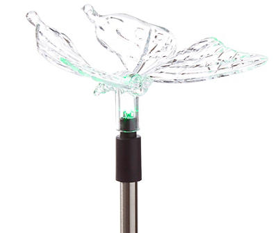 Green Butterfly Acrylic LED Solar Light Yard Stake, (29")