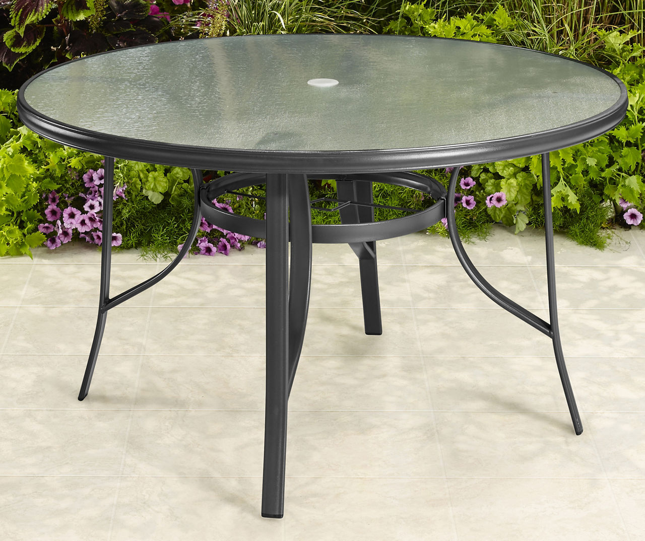 Small round glass online patio table