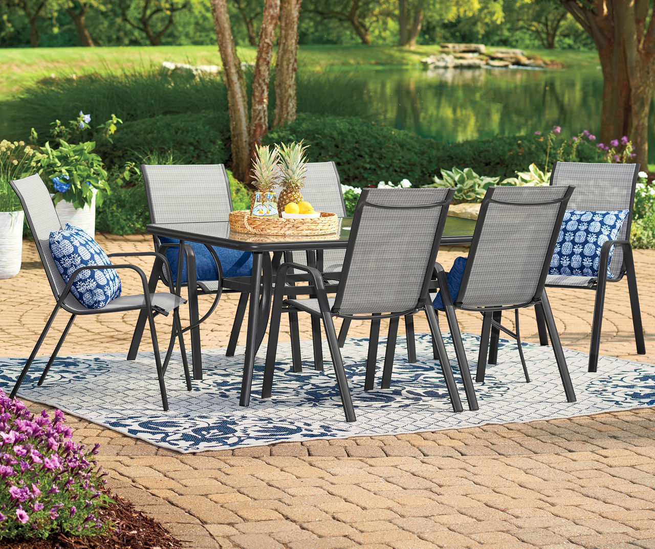 Black sling deals back patio chairs