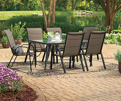 Wilson & Fisher Mix & Match - Aspen Patio Chair & Black Glass Rectangle Dining Table