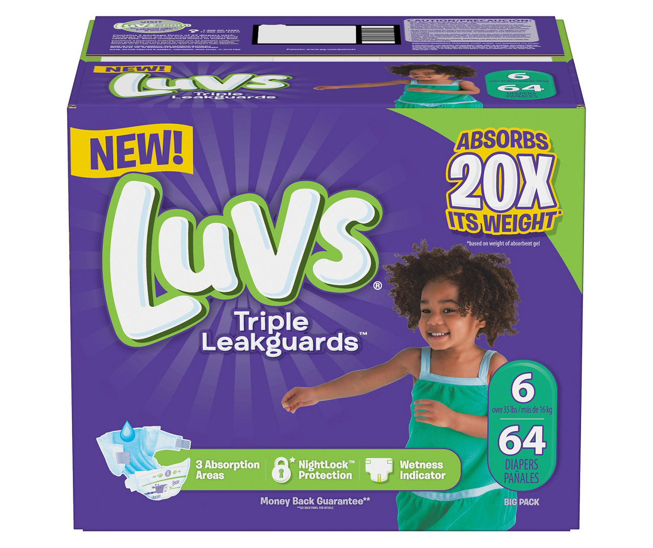 Triple Leakguards Diapers, Size 6, 64-Count