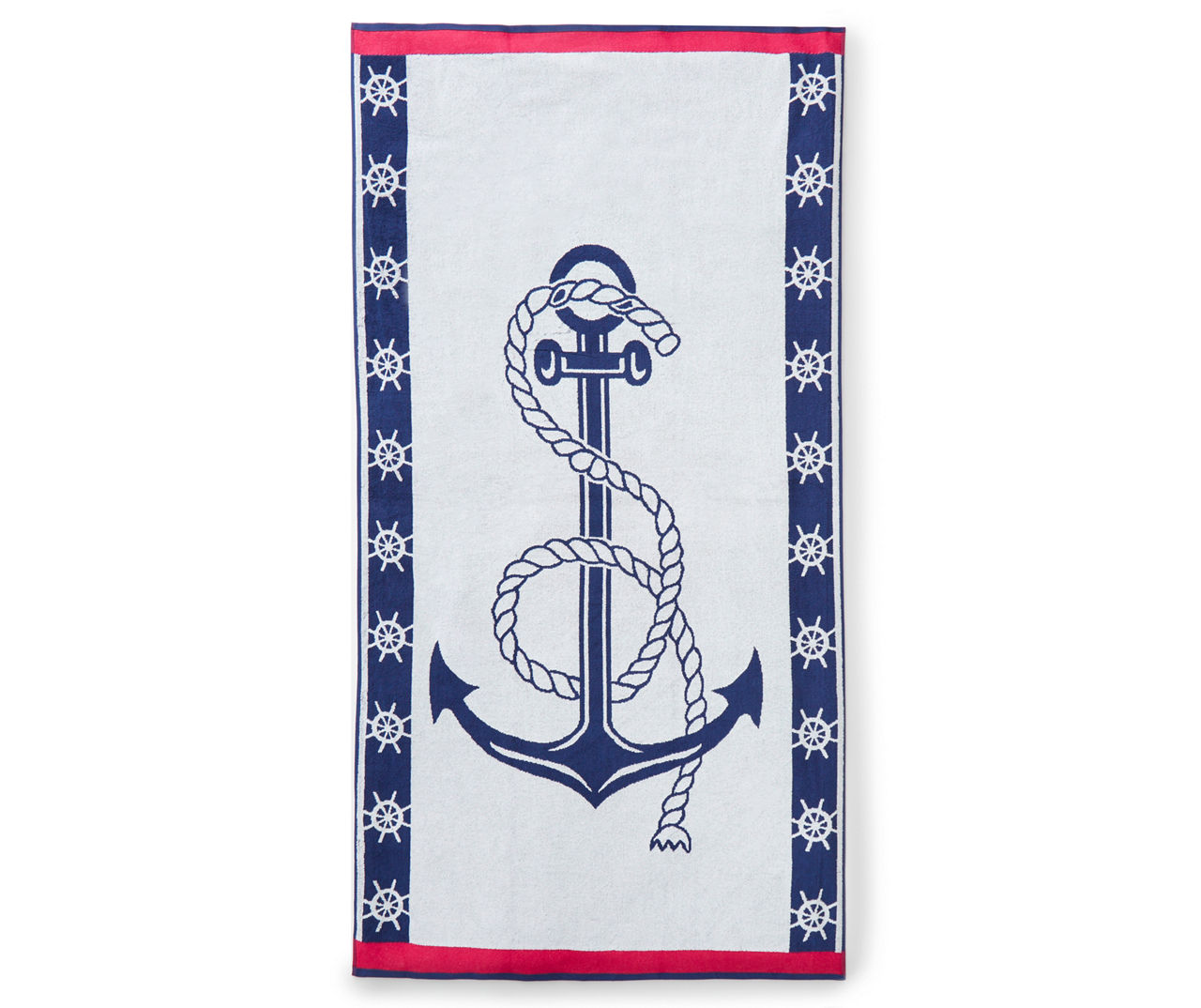 Navy Anchor Double Jacquard Beach Towel, (38