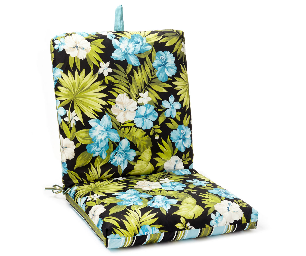 Anya maui tropical & discount stripe reversible outdoor chair cushion