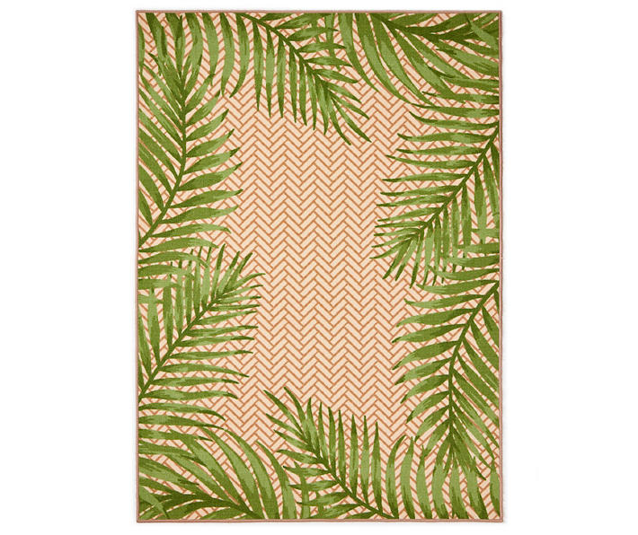 Wilson & Fisher Green & Tan Palm Leaves Indoor/Outdoor Rugs