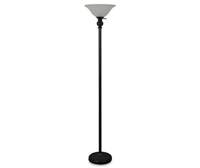 71" Black Floor Lamp with Frosted White Shade