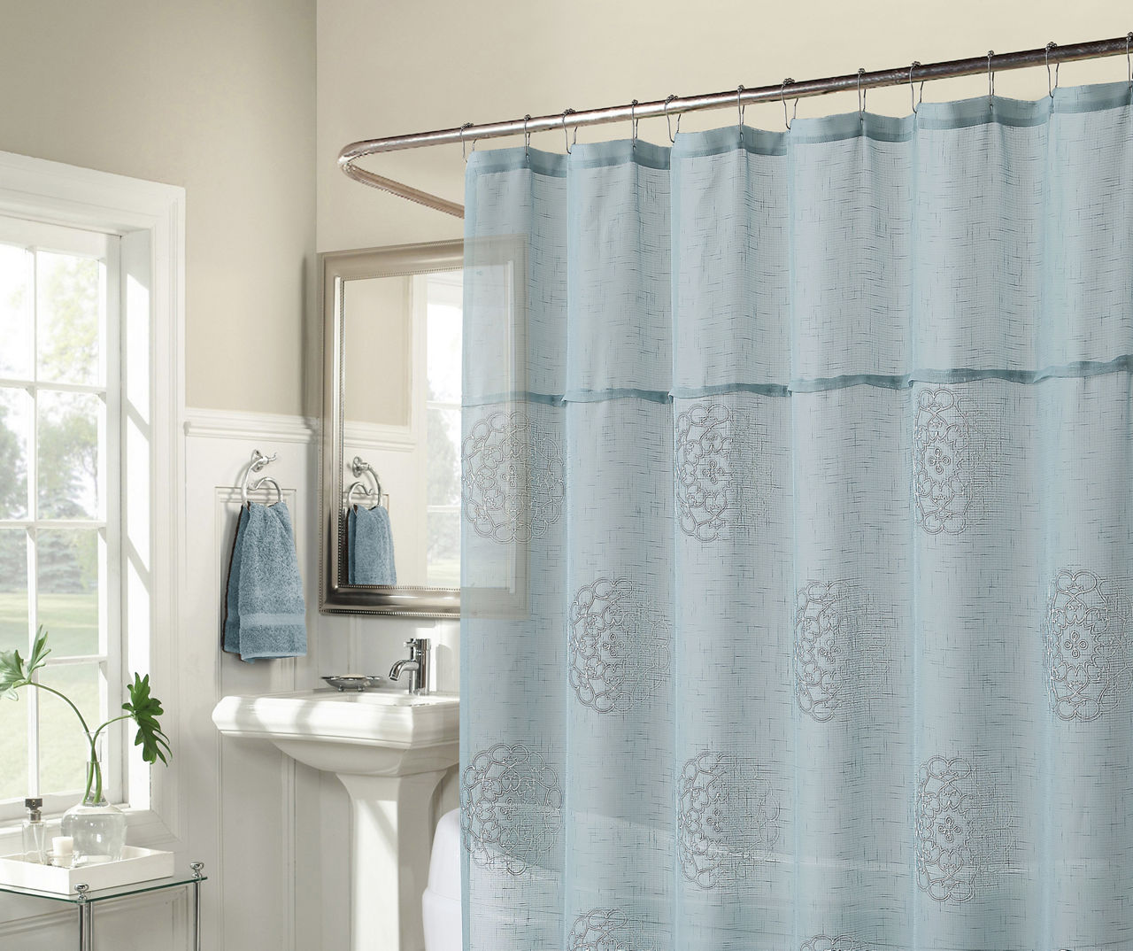 Aprima Blair Blue Embroidered Shower Curtain Big Lots