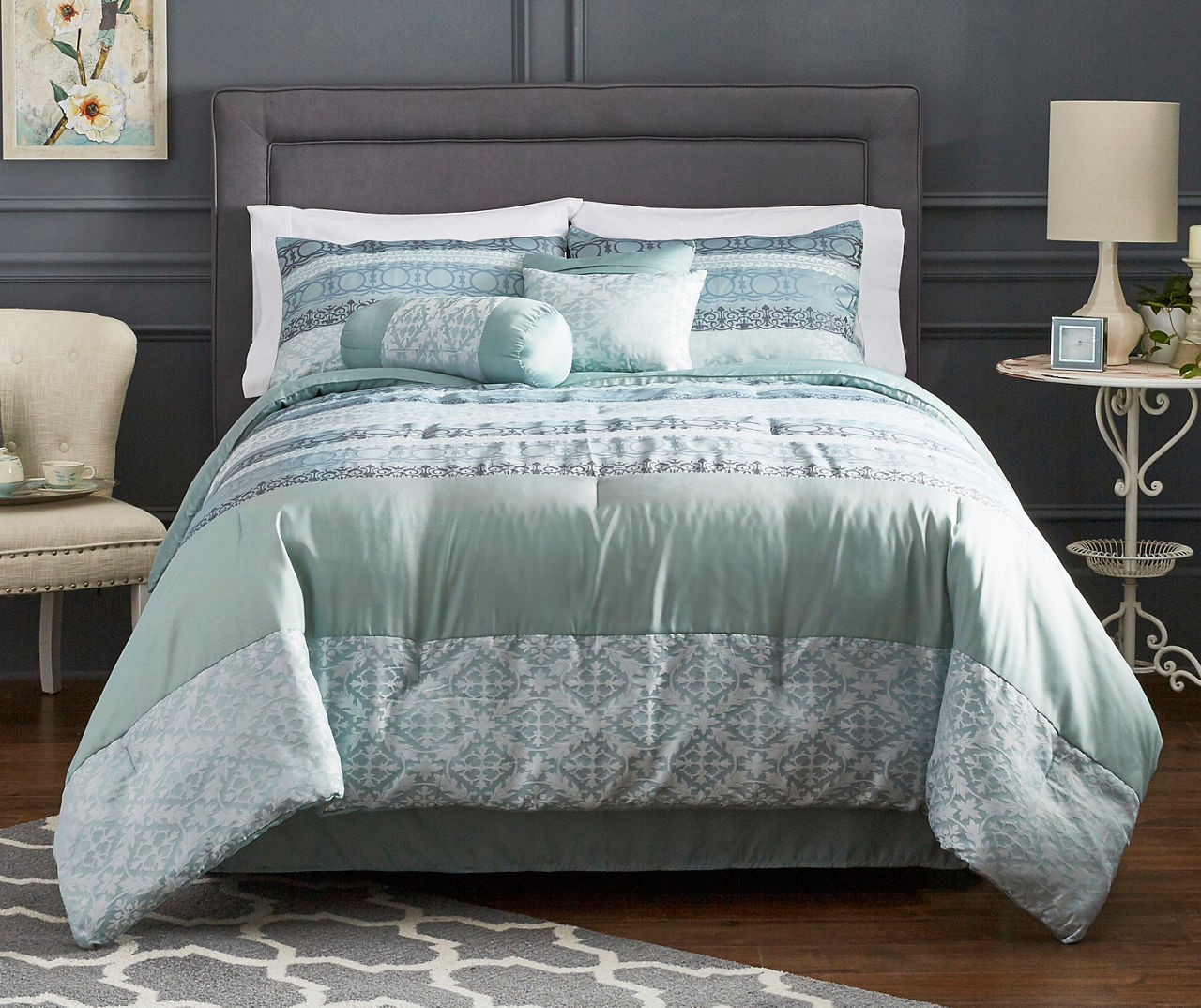 Living Colors Jacquard Dione Aqua 7Piece Comforter Sets Big Lots