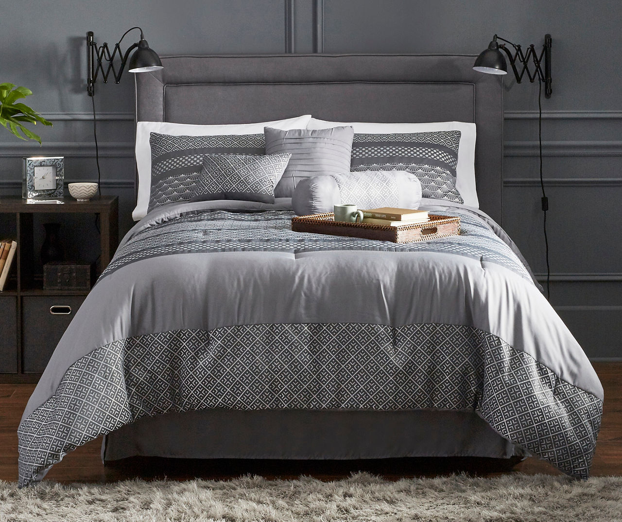 Living Colors Jacquard Yuko Gray 7Piece Comforter Sets Big Lots