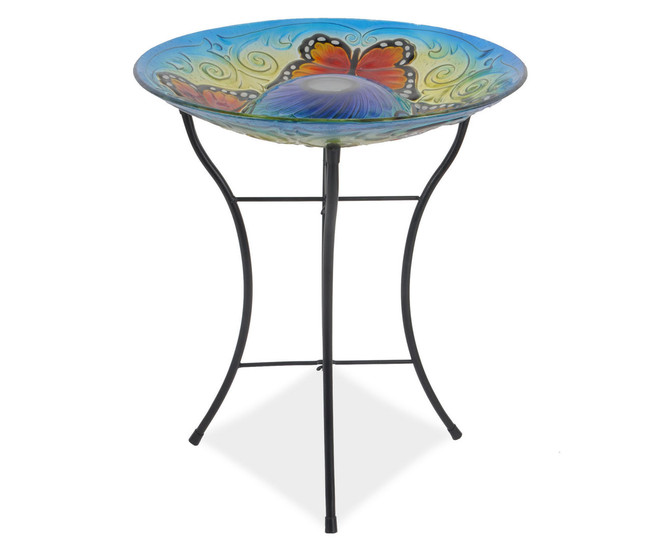 Wilson & Fisher Butterfly Solar Stained Glass Birdbath | Big Lots