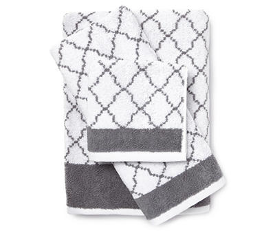 Living Colors White & Gray Lattice Towels