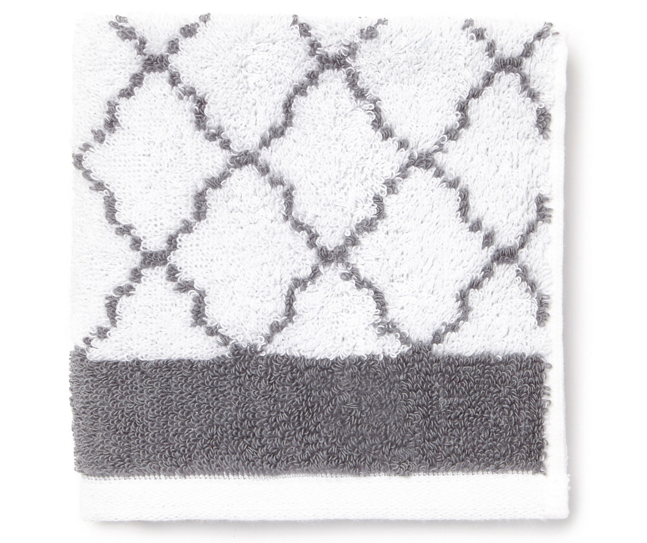 Living Colors White & Gray Lattice Wash Cloth Big Lots