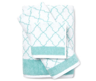 Living Colors Aqua & White Lattice Towels