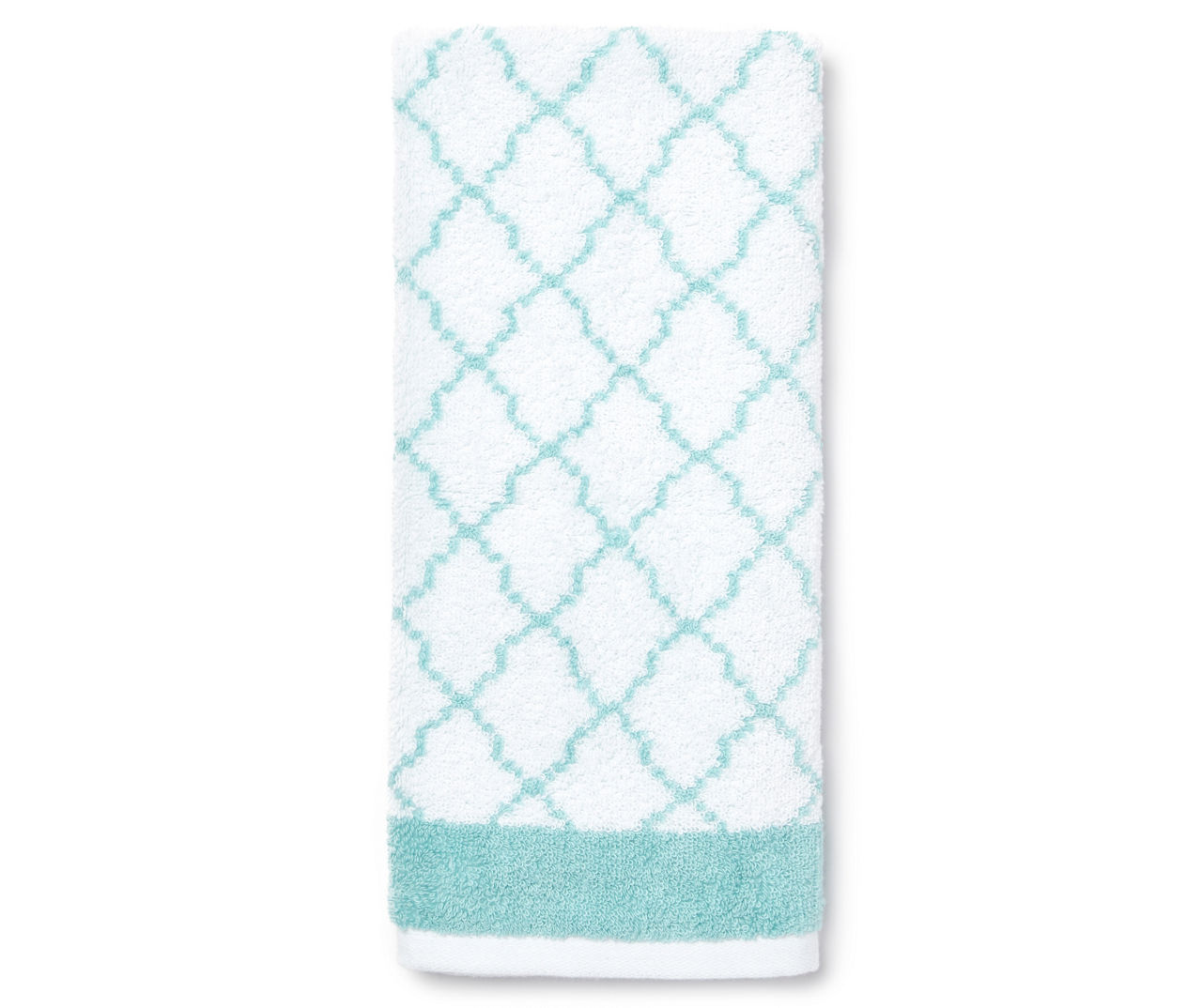 Aqua White Lattice Hand Towel