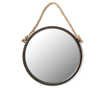 Round Hanging Wall Mirror with Rope, (19")