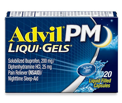 Advil PM Liqui-Gels 200 mg Pain Reliever/Nighttime Sleep Aid 20 Liquid-Filled Capsules