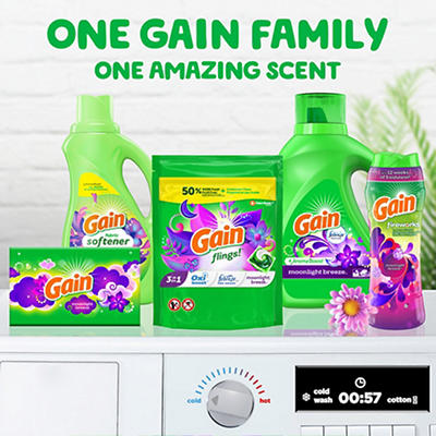 Gain flings Laundry Detergent Soap Pacs, HE Compatible, 16 ct, Long Lasting Scent, Moonlight Breeze