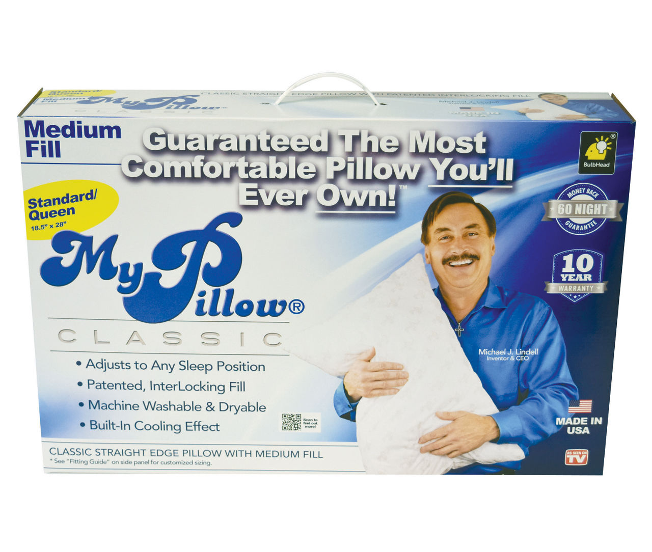 MyPillow Cotton Classic Standard Bed Pillow, Pack of 2 