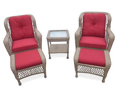 LAKEVIEW 5PC RESIN WICKER CUSHIONED CHAT SET