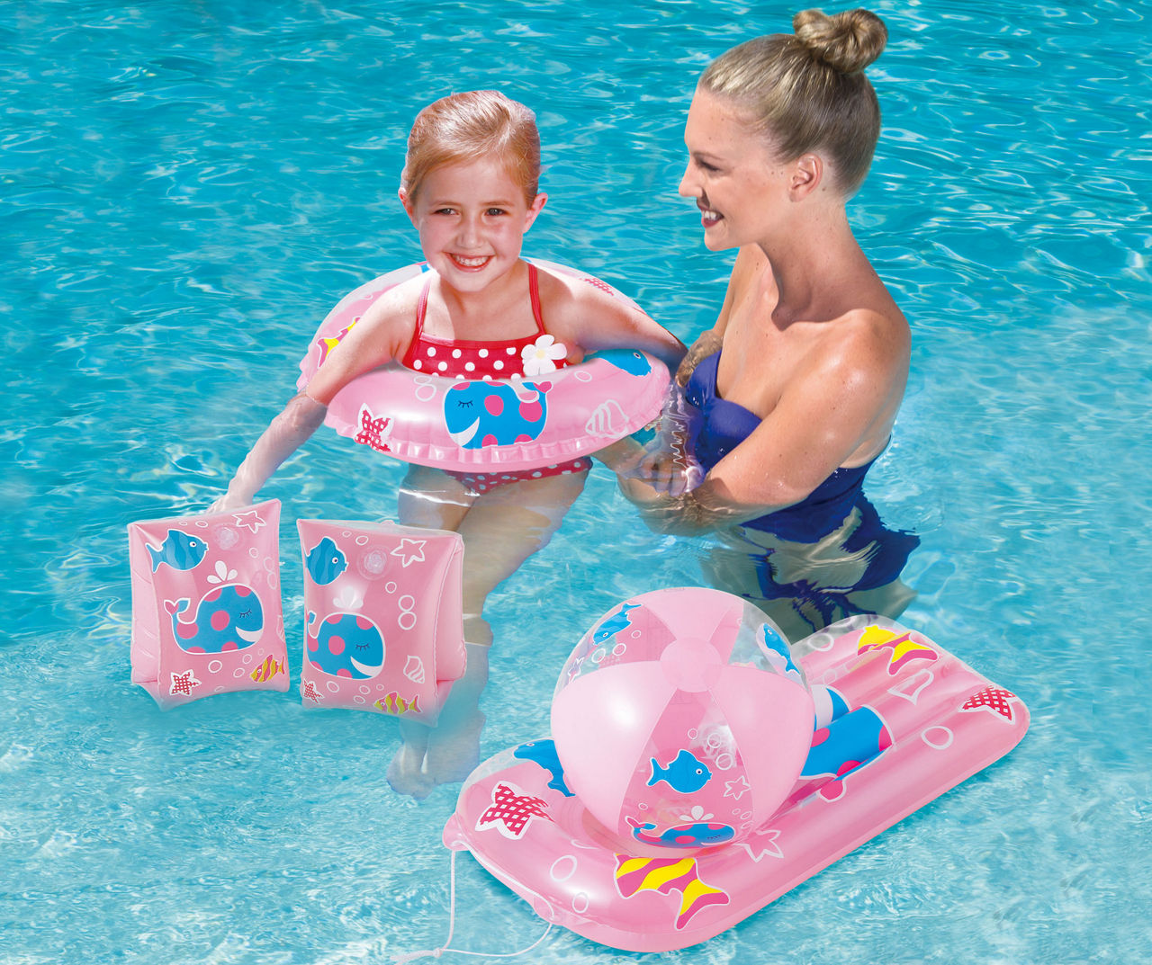 Summer Waves Youth Pink 5-Piece Inflatable Swim Set | Big Lots