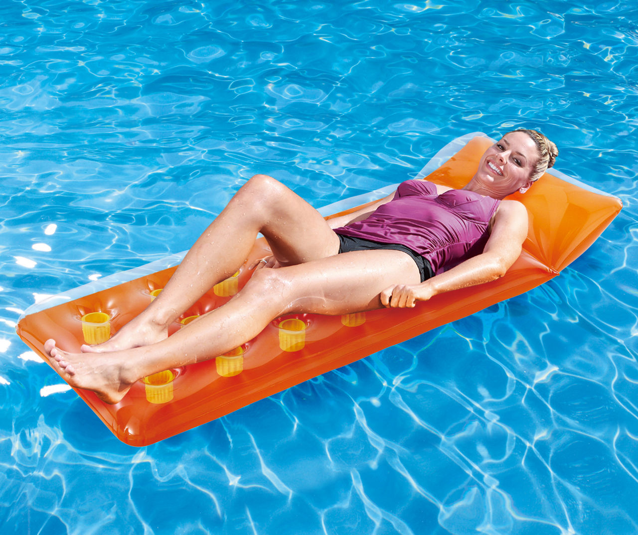 Details about   NEW Summer Waves 18-pocket lounge pool float 66in x 26inx10in  floating mattress 