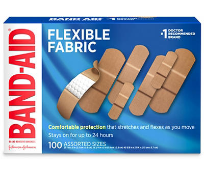 Flexible Fabric Adhesive Bandages, Assorted, 100 ct