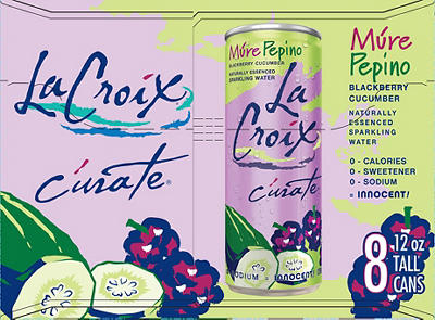 Curate Blackberry Cucumber Sparkling Water, 8-pack