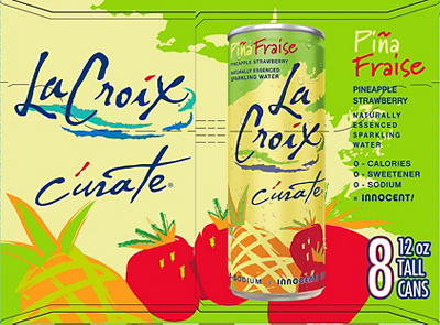 Curate Pineapple Strawberry Sparkling Water, 8-Pack