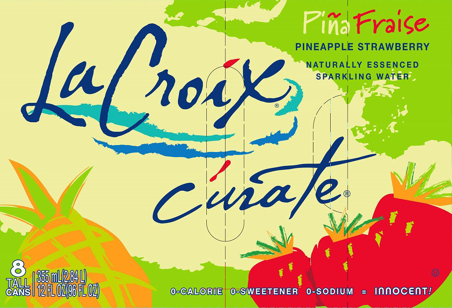 Curate Pineapple Strawberry Sparkling Water, 8-Pack