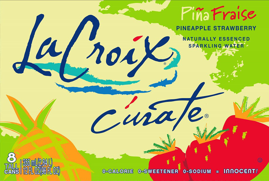 Curate Pineapple Strawberry Sparkling Water, 8-Pack
