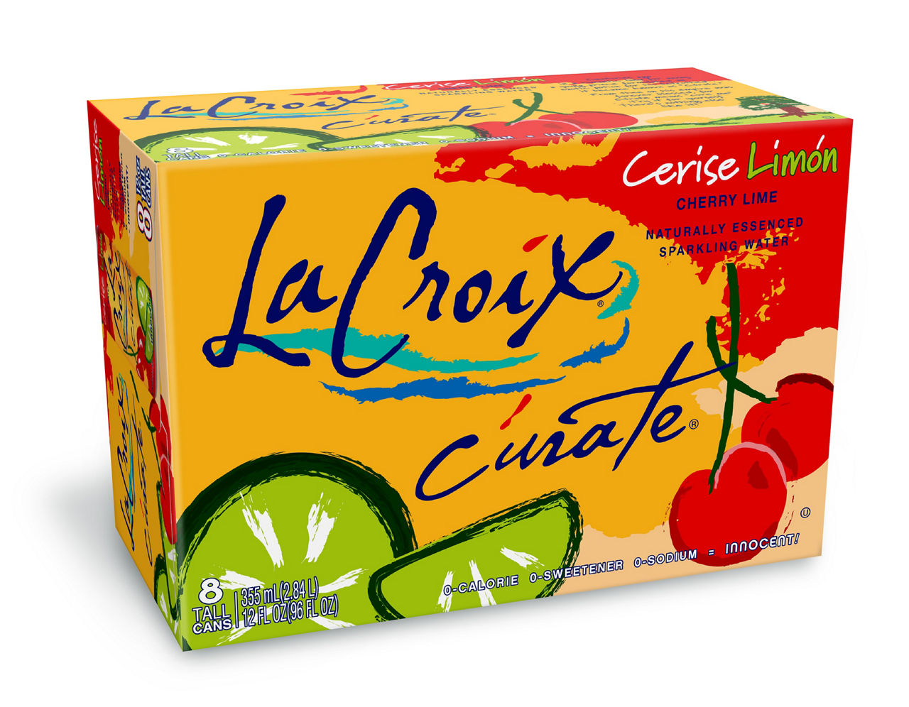 Curate Cherry Lime Sparkling Water, 8-pack