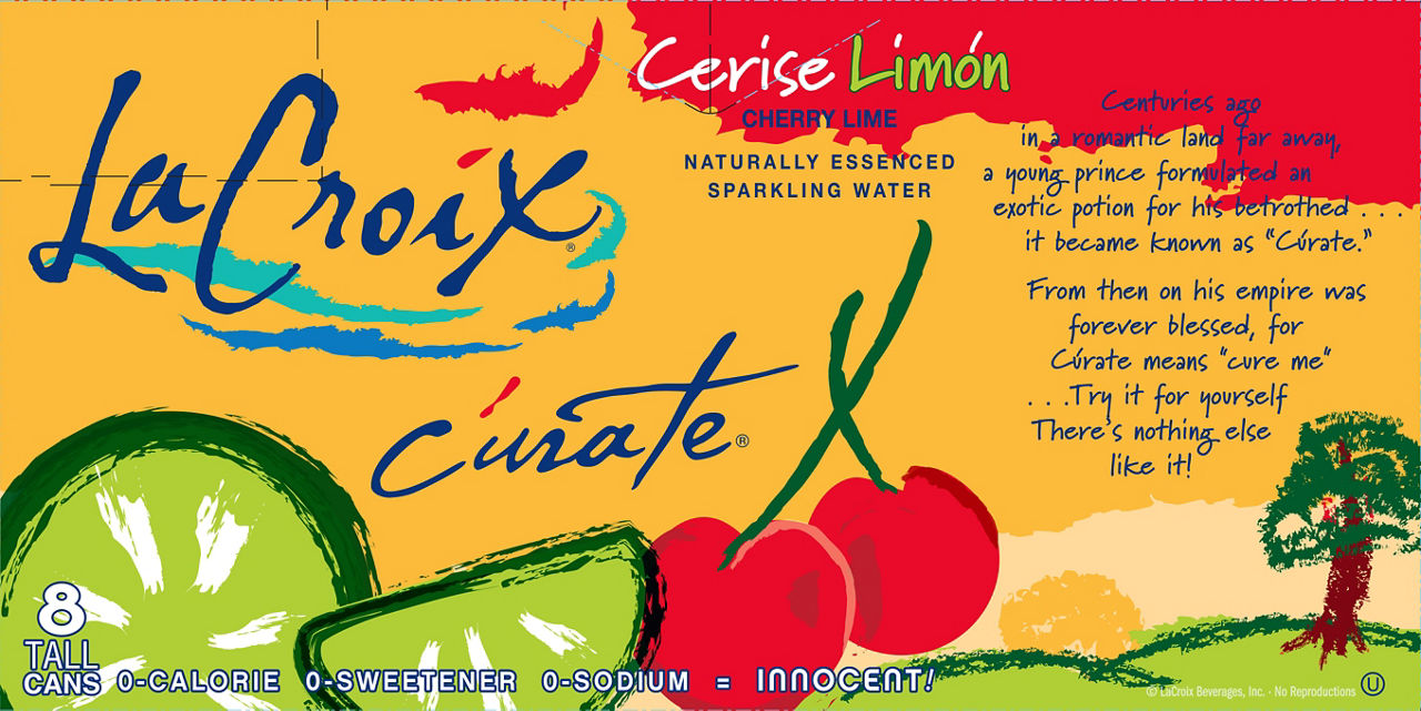 Curate Cherry Lime Sparkling Water, 8-pack