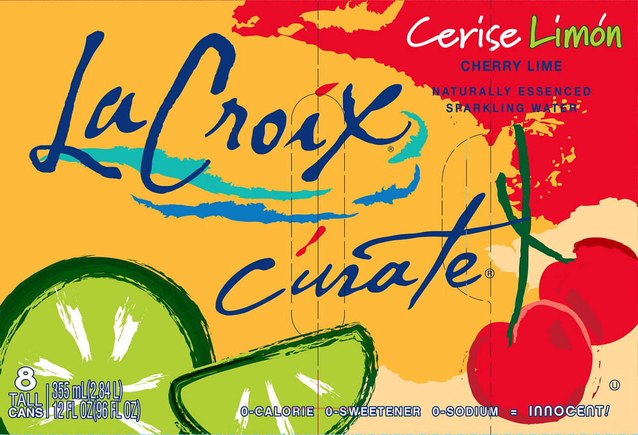 Curate Cherry Lime Sparkling Water, 8-pack
