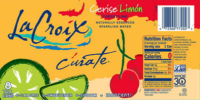 Curate Cherry Lime Sparkling Water, 8-pack