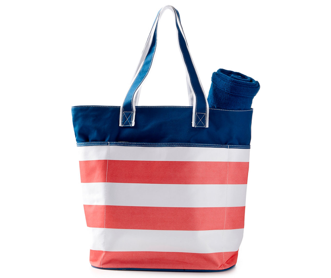 Coral & Blue Beach Tote with Towel | Big Lots