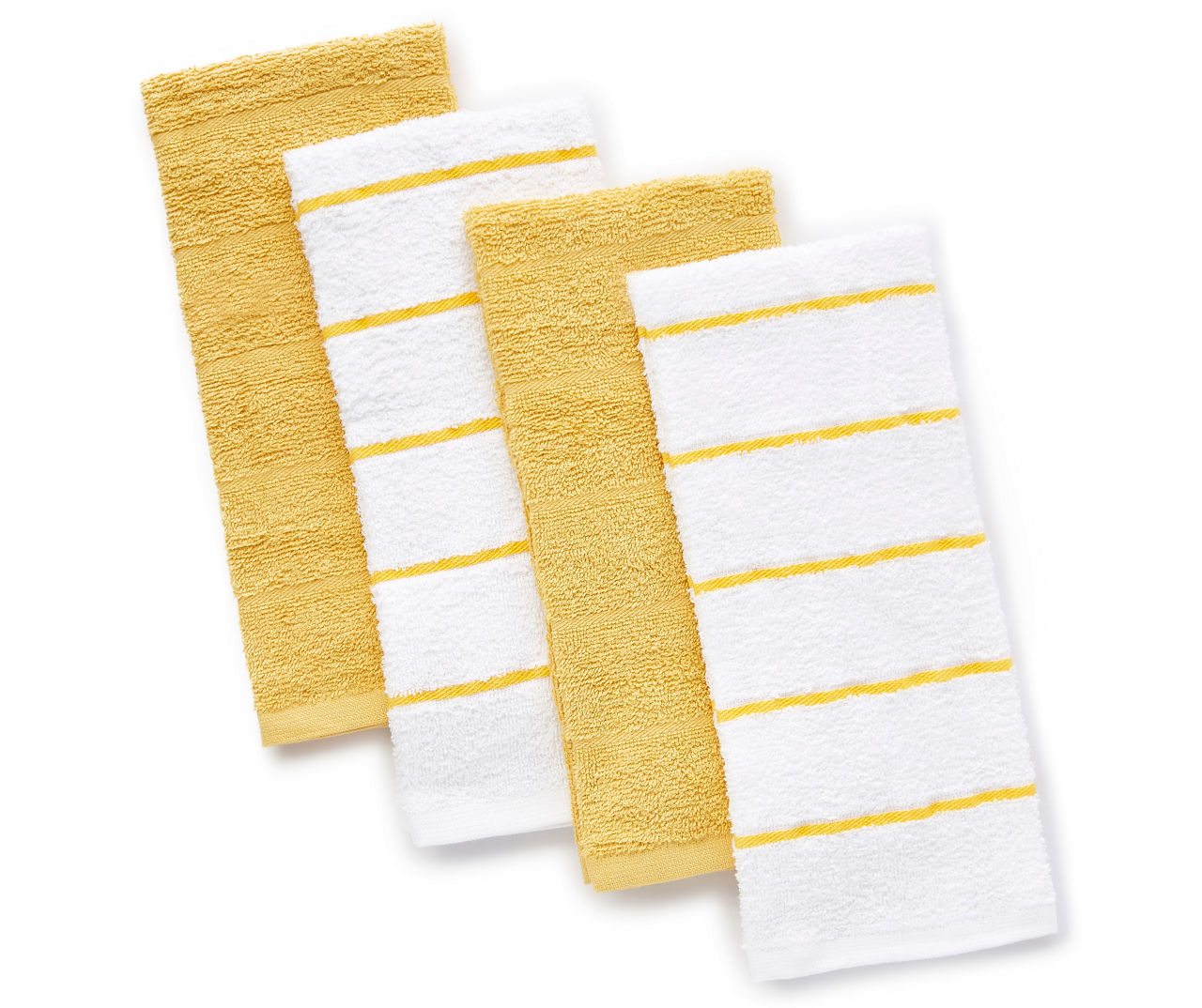 Master Cuisine Yellow & White Cotton Kitchen Towels, 4-Pack