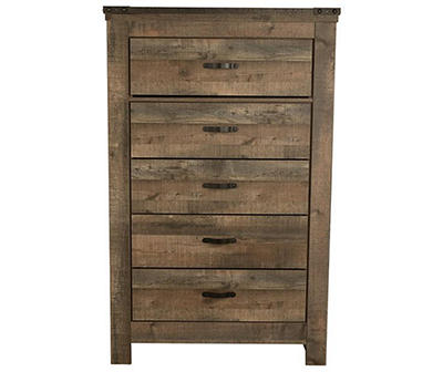 Trinell Brown Rustic 5-Drawer Chest