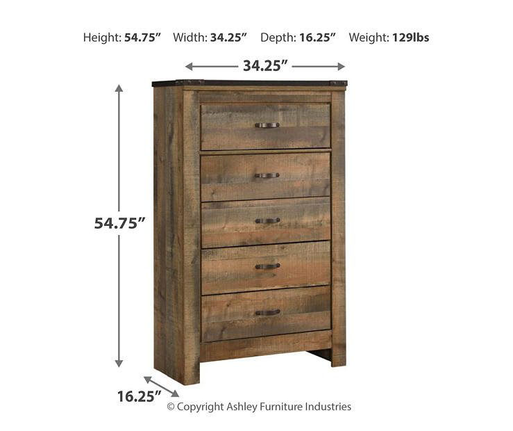 Rustic 5 Drawer Chest