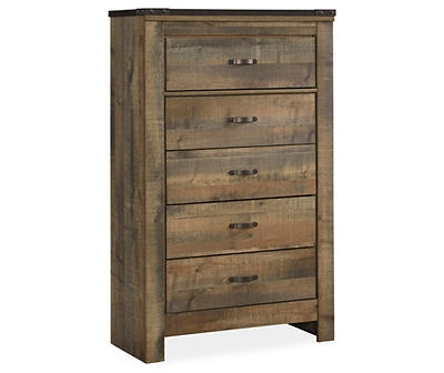 Trinell Brown Rustic 5-Drawer Chest