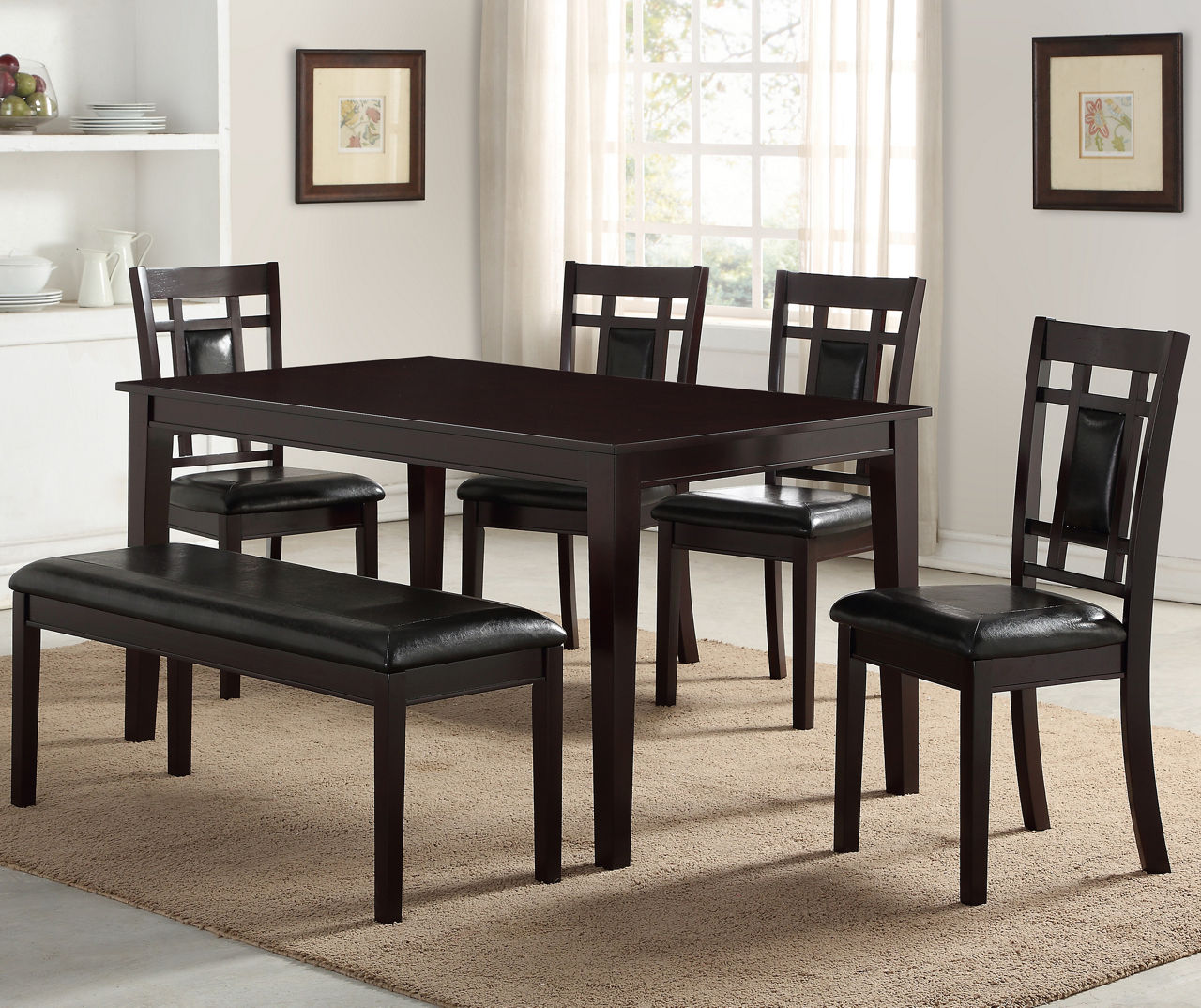 Espresso dining set with bench hot sale