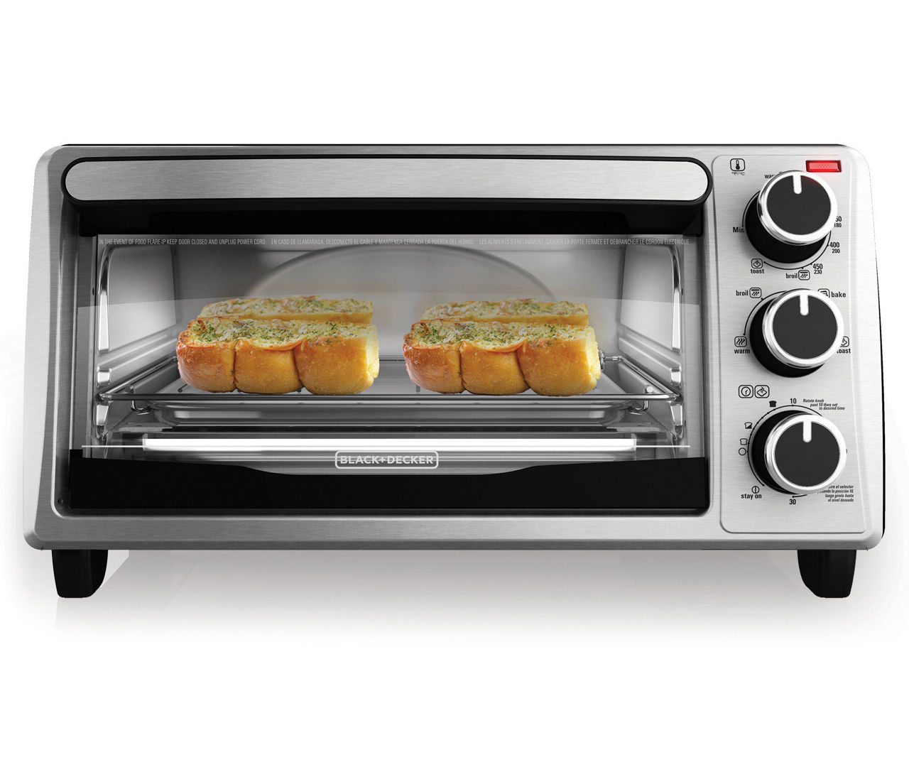  Black+Decker Natural Convection 4-Slice Toaster Oven with Even  Toast Technology & 4 Cooking Functions Including Bake, Broil, Toast & Keep  Warm, with Removable Crumb Tray, Timer and Power Light: Home 