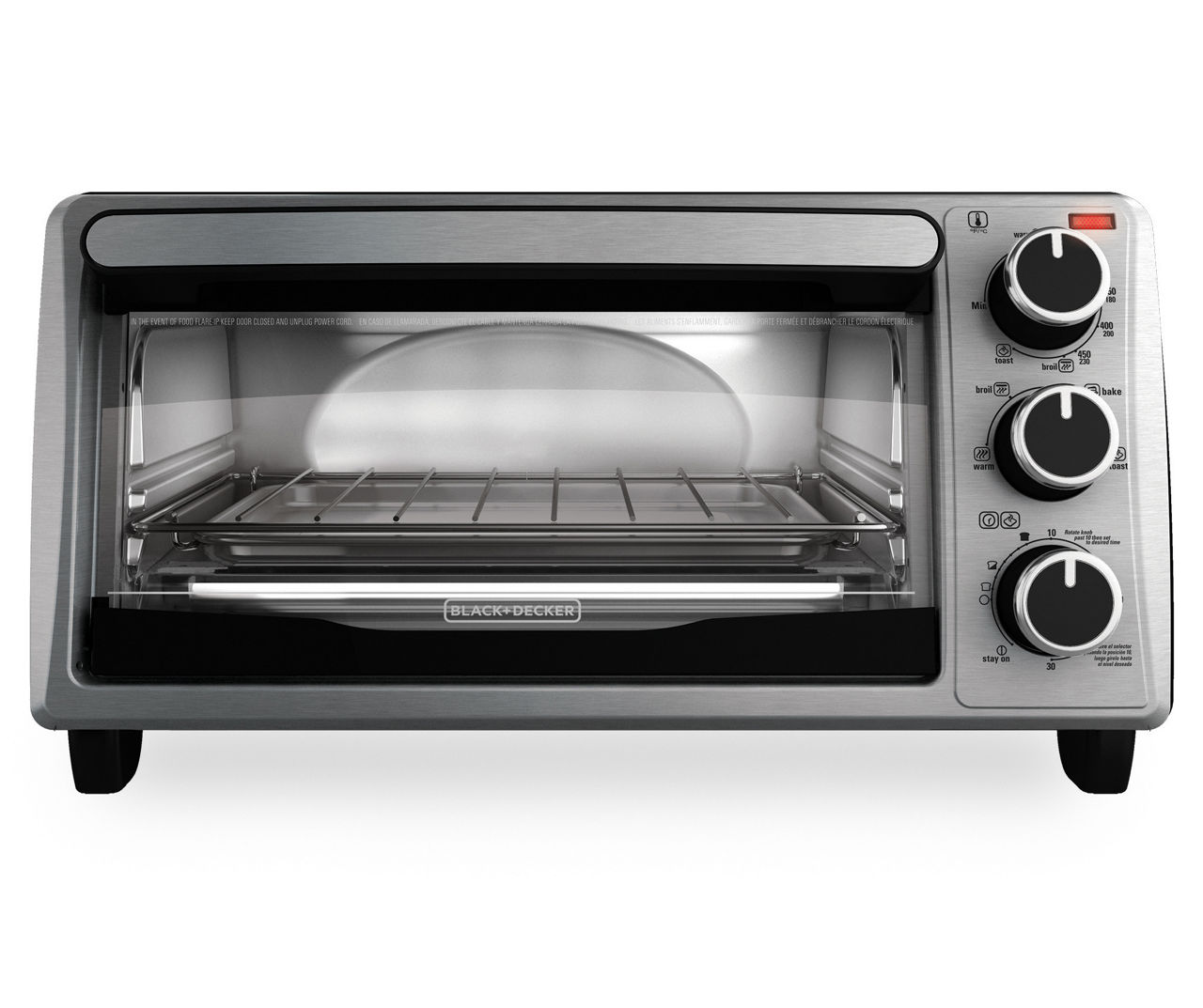 Black+Decker Natural Convection 4-Slice Toaster Oven with Even Toast  Technology & 4 Cooking Functions Including Bake, Broil, Toast & Keep Warm,  with